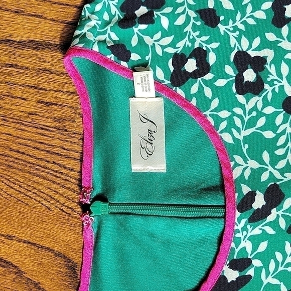 Eliza J. Green Flowery Liberty Spandex English Hot Pink Crewneck Midi Dress sz8 - Picture 3 of 13